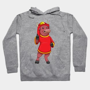 Bull as Firefighter with Helmet Hoodie